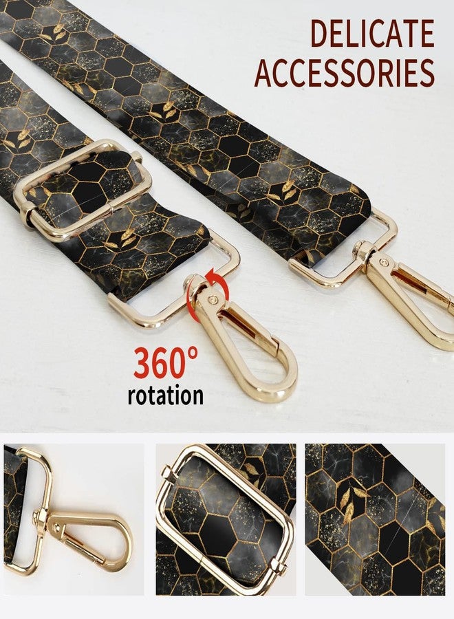 AIOGPD Purse Strap Replacement Crossbody, 3.8cm Wide Shoulder Strap Adjustable Replacement Belt Gold Buckle, Handbag Crossbody Bag Strap Gold Bee Pattern - Image 2